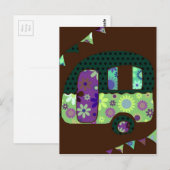 Blij kampeerder, retro caravan vintage vlaggenlijn briefkaart (Voorkant / Achterkant)