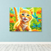 Blij Katje Canvas Afdruk (Insitu (Houten vloer))