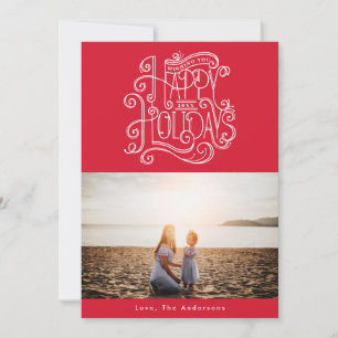 Blij Kerstbrief Lettering Kerstmis Rood & Wit Feestdagenkaart