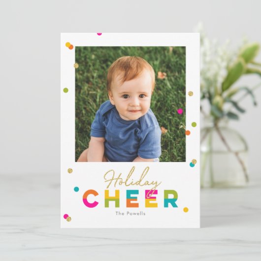 Blij-kleurige heldere vakantiefotokaart feestdagenkaart (Staand voorkant)