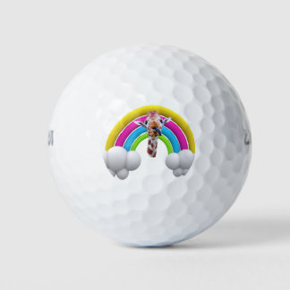 Blij Lachende Giraf, Regenboog, Wolken, Golfballen