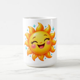 Blij Lachende Zonneschijn met Turkooisen Sterren Koffiemok