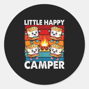 Blij marshmallow kampeer kids peuter jongen schatt ronde sticker