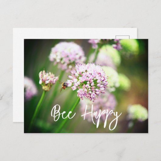 Blij met Paarse diagonale Allium Flowers Feestdagenkaart (Voorkant / Achterkant)