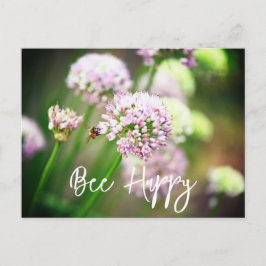 Blij met Paarse diagonale Allium Flowers Feestdagenkaart