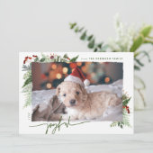 Blij Modern Schrift Rood Groen Boho Groengroei Fot Feestdagenkaart (Staand voorkant)