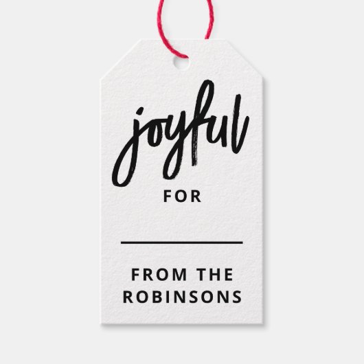 blij | Moderne belettering aangepaste kerst Cadeaulabel (Voorkant)