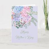 blij moederdag paarse en roze hydrangekaart (Voorkant)