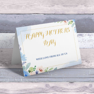 blij moederdag White en blauw Eenvoudig religieus Folie Feestdagenkaart