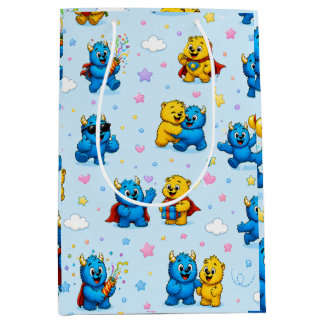 Blij Monster Vrienden Feest Patroon Medium Cadeauzakje
