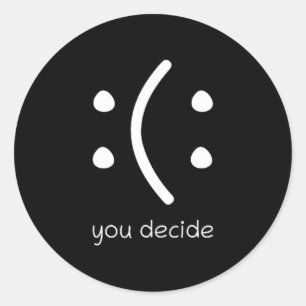 Blij of Droevig, Jij Beslist Gezicht Smile Funny Q Ronde Sticker