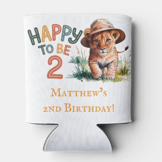 Blij om 2 Lion Cub verjaardagsfeestje te zijn Blikjeskoeler (Achterkant)