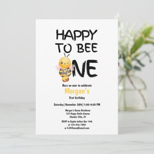 Blij om een honinggele meisjes 1e verjaardag te zi kaart (Staand voorkant)