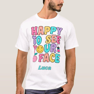 Blij om je gezicht te zien Schattige Retro Leraar T-shirt