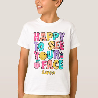 Blij om je gezicht te zien Schattige Retro Leraar T-shirt