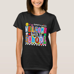Blij om je gezicht te zien, welkom terug naar scho t-shirt