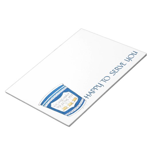 Blij om jullie blauwe Griekse Diner Coffee Cup te Notitieblok (Schuin)