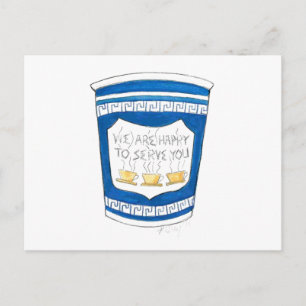 Blij om jullie Griekse Diner Blue Coffee Cup te di Briefkaart