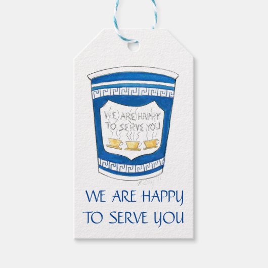 Blij om jullie Griekse Labels van de Koffiebeker t Cadeaulabel (Voorkant)