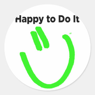 Blij om te doen ronde sticker