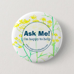 Blij om te helpen werknemer bedrijf bloemen ronde button 5,7 cm