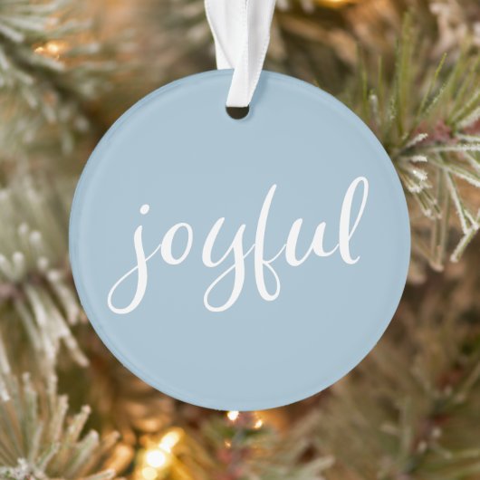 Blij Pastelblauw Schrift Kerstvakantie Ornament (Boom)