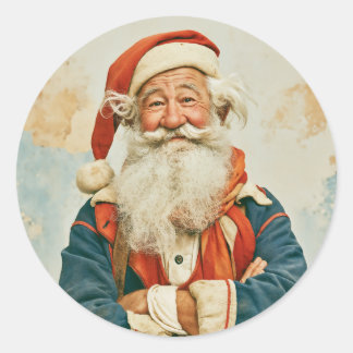 Blij Portret van Vintage Kerstman Ronde Sticker