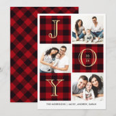 BLIJ | Rode ruitjescollage Feestdagenkaart (Voorkant / Achterkant)