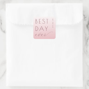 Blij Roze Typografische Groet Vierkante Sticker