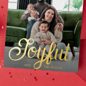 Blij script in goud folie feestdagenkaart