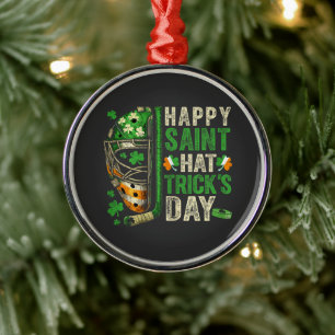 Blij Sint Hattrick IJshockeyspeler Metalen Ornament