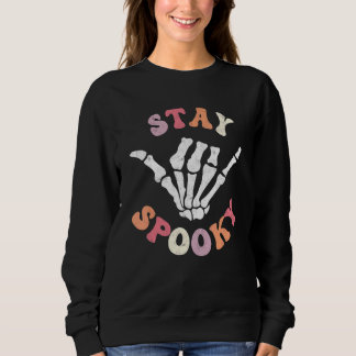Blij Spooky Spook Skelet Groovy Retro Halloween Trui