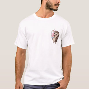 Blij tekenfilm egel vasthoudend t-shirt
