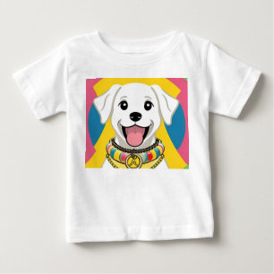 Blij tekenfilmhond met kleurrijke halsband