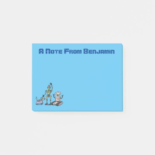 Blij trio cartoonrobots post-it® notes (Voorkant)