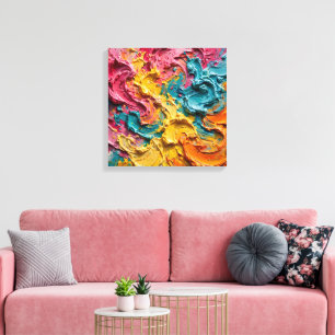 Blij Tropisch Abstract Schilderij - Fuchsia, Turko Canvas Afdruk