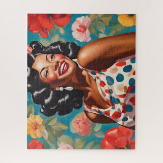 Blij tussen de bloemen legpuzzel