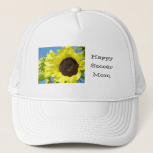 Blij Voetbal Moeder hoeden Gele Zonnebloemen Sport Trucker Pet