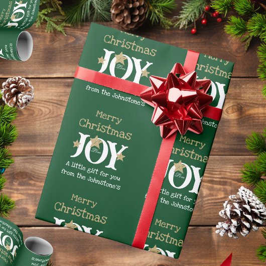 Blij! Vrolijke Chic Rustic Script Green Christmas Cadeaupapier