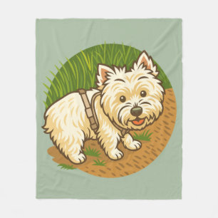 Blij Westie op natuurpad Fleece Deken