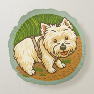 Blij Westie op natuurpad Rond Kussen