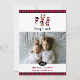 Blij X-masker grapbuffelruit Santa Feestdagenkaart