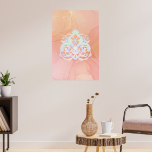 Blijde Blauw Groene Bloem Kunst Poster