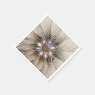 Blijde Bloem Abstract Beige Bruine Bloemrijke Frac Servet