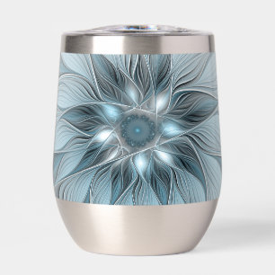 Blijde Bloem Abstract Blauw Grijs Bloemig Fractal