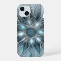 Blijde Bloem Abstract Blauw Grijs Bloemig Fractal