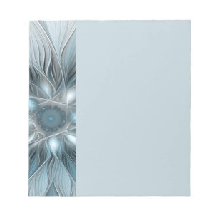 Blijde Bloem Abstract Blauw Grijs Bloemig Fractal Notitieblok