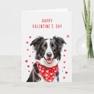 Blijde Border Collie Leest Hart Bandana Valentijn Feestdagen Kaart