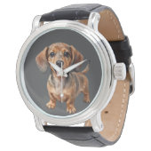 Blijde Dachshond Puppy Horloge (Gekanteld)