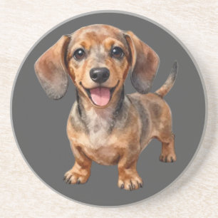 Blijde Dachshund Puppy Zandsteen Onderzetter